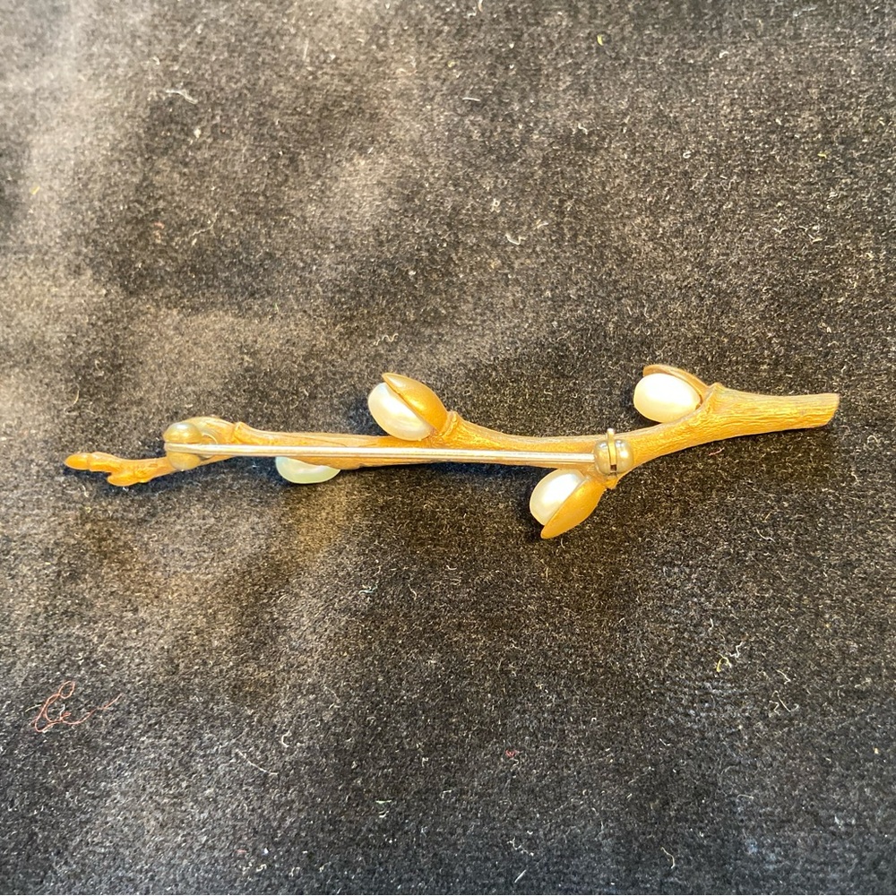 Michael Michaud Willow Branch‎ Pin, Brooch, pearl bronze branch - Picture 2 of 5